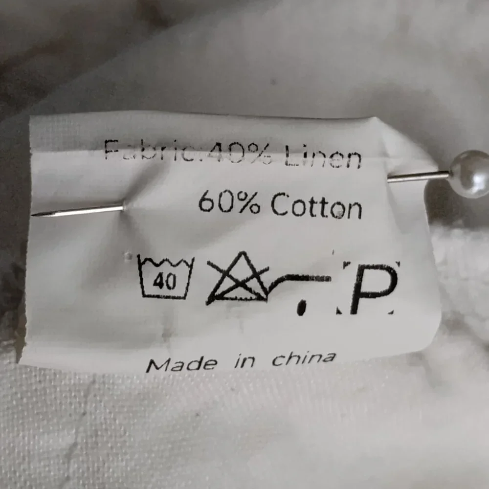 Chartou Linen Blend Lagenlook Pants Size M White With Pockets and Drawstring - Picture 9 of 9